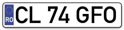Placuta inmatriculare numar auto  CL-74-GFO, CL 74 GFO, CL74GFO