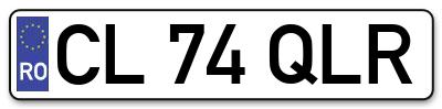 Placuta inmatriculare numar auto  CL-74-QLR, CL 74 QLR, CL74QLR