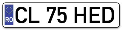 Placuta inmatriculare numar auto  CL-75-HED, CL 75 HED, CL75HED