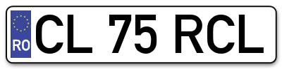 Placuta inmatriculare numar auto  CL-75-RCL, CL 75 RCL, CL75RCL