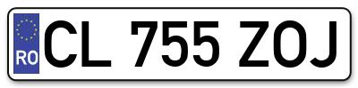 Placuta inmatriculare numar auto  CL-755-ZOJ, CL 755 ZOJ, CL755ZOJ