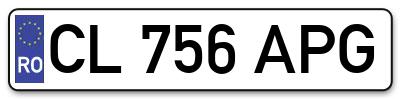 Placuta inmatriculare numar auto  CL-756-APG, CL 756 APG, CL756APG