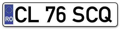 Placuta inmatriculare numar auto  CL-76-SCQ, CL 76 SCQ, CL76SCQ