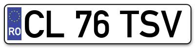 Placuta inmatriculare numar auto  CL-76-TSV, CL 76 TSV, CL76TSV