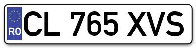 Placuta inmatriculare numar auto  CL-765-XVS, CL 765 XVS, CL765XVS