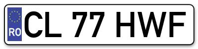 Placuta inmatriculare numar auto  CL-77-HWF, CL 77 HWF, CL77HWF