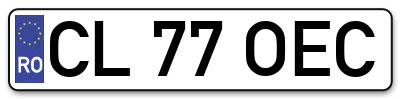 Placuta inmatriculare numar auto  CL-77-OEC, CL 77 OEC, CL77OEC