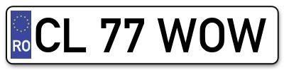Placuta inmatriculare numar auto  CL-77-WOW, CL 77 WOW, CL77WOW