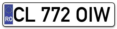Placuta inmatriculare numar auto  CL-772-OIW, CL 772 OIW, CL772OIW