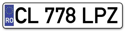 Placuta inmatriculare numar auto  CL-778-LPZ, CL 778 LPZ, CL778LPZ