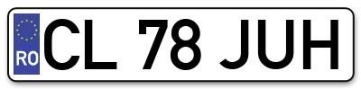 Placuta inmatriculare numar auto  CL-78-JUH, CL 78 JUH, CL78JUH