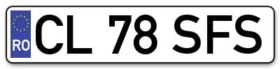 Placuta inmatriculare numar auto  CL-78-SFS, CL 78 SFS, CL78SFS