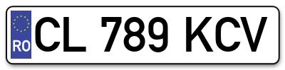 Placuta inmatriculare numar auto  CL-789-KCV, CL 789 KCV, CL789KCV