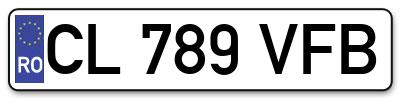 Placuta inmatriculare numar auto  CL-789-VFB, CL 789 VFB, CL789VFB