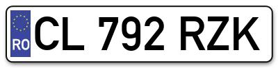 Placuta inmatriculare numar auto  CL-792-RZK, CL 792 RZK, CL792RZK
