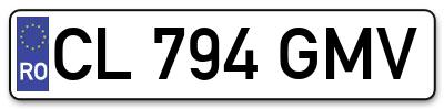 Placuta inmatriculare numar auto  CL-794-GMV, CL 794 GMV, CL794GMV