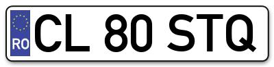 Placuta inmatriculare numar auto  CL-80-STQ, CL 80 STQ, CL80STQ