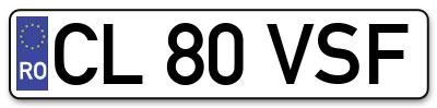 Placuta inmatriculare numar auto  CL-80-VSF, CL 80 VSF, CL80VSF
