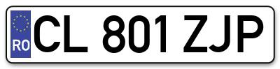 Placuta inmatriculare numar auto  CL-801-ZJP, CL 801 ZJP, CL801ZJP