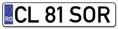 Placuta inmatriculare numar auto  CL-81-SOR, CL 81 SOR, CL81SOR