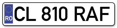 Placuta inmatriculare numar auto  CL-810-RAF, CL 810 RAF, CL810RAF