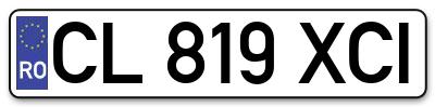Placuta inmatriculare numar auto  CL-819-XCI, CL 819 XCI, CL819XCI