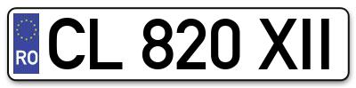Placuta inmatriculare numar auto  CL-820-XII, CL 820 XII, CL820XII