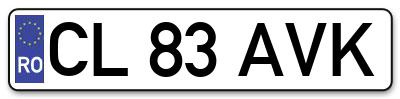 Placuta inmatriculare numar auto  CL-83-AVK, CL 83 AVK, CL83AVK