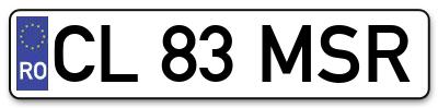 Placuta inmatriculare numar auto  CL-83-MSR, CL 83 MSR, CL83MSR