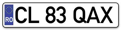 Placuta inmatriculare numar auto  CL-83-QAX, CL 83 QAX, CL83QAX