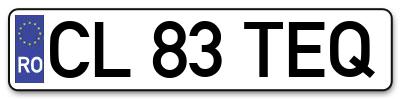 Placuta inmatriculare numar auto  CL-83-TEQ, CL 83 TEQ, CL83TEQ