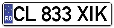 Placuta inmatriculare numar auto  CL-833-XIK, CL 833 XIK, CL833XIK