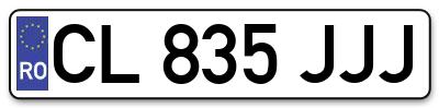 Placuta inmatriculare numar auto  CL-835-JJJ, CL 835 JJJ, CL835JJJ
