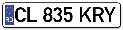 Placuta inmatriculare numar auto  CL-835-KRY, CL 835 KRY, CL835KRY