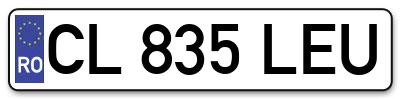 Placuta inmatriculare numar auto  CL-835-LEU, CL 835 LEU, CL835LEU