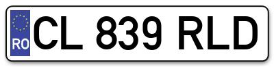 Placuta inmatriculare numar auto  CL-839-RLD, CL 839 RLD, CL839RLD
