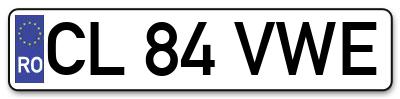 Placuta inmatriculare numar auto  CL-84-VWE, CL 84 VWE, CL84VWE