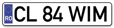 Placuta inmatriculare numar auto  CL-84-WIM, CL 84 WIM, CL84WIM