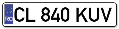 Placuta inmatriculare numar auto  CL-840-KUV, CL 840 KUV, CL840KUV