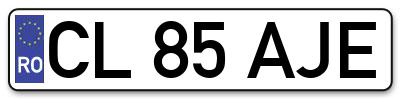 Placuta inmatriculare numar auto  CL-85-AJE, CL 85 AJE, CL85AJE