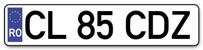 Placuta inmatriculare numar auto  CL-85-CDZ, CL 85 CDZ, CL85CDZ