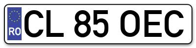 Placuta inmatriculare numar auto  CL-85-OEC, CL 85 OEC, CL85OEC