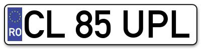 Placuta inmatriculare numar auto  CL-85-UPL, CL 85 UPL, CL85UPL