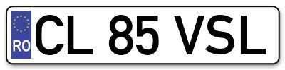 Placuta inmatriculare numar auto  CL-85-VSL, CL 85 VSL, CL85VSL