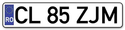 Placuta inmatriculare numar auto  CL-85-ZJM, CL 85 ZJM, CL85ZJM