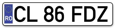 Placuta inmatriculare numar auto  CL-86-FDZ, CL 86 FDZ, CL86FDZ
