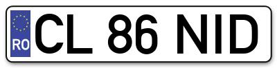 Placuta inmatriculare numar auto  CL-86-NID, CL 86 NID, CL86NID