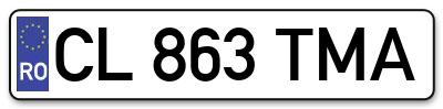 Placuta inmatriculare numar auto  CL-863-TMA, CL 863 TMA, CL863TMA