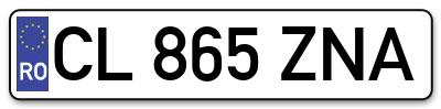 Placuta inmatriculare numar auto  CL-865-ZNA, CL 865 ZNA, CL865ZNA