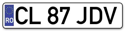 Placuta inmatriculare numar auto  CL-87-JDV, CL 87 JDV, CL87JDV